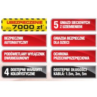 Listwa Zasilająca Acar X5 5m Szaro-Czarna 5 Gniazd